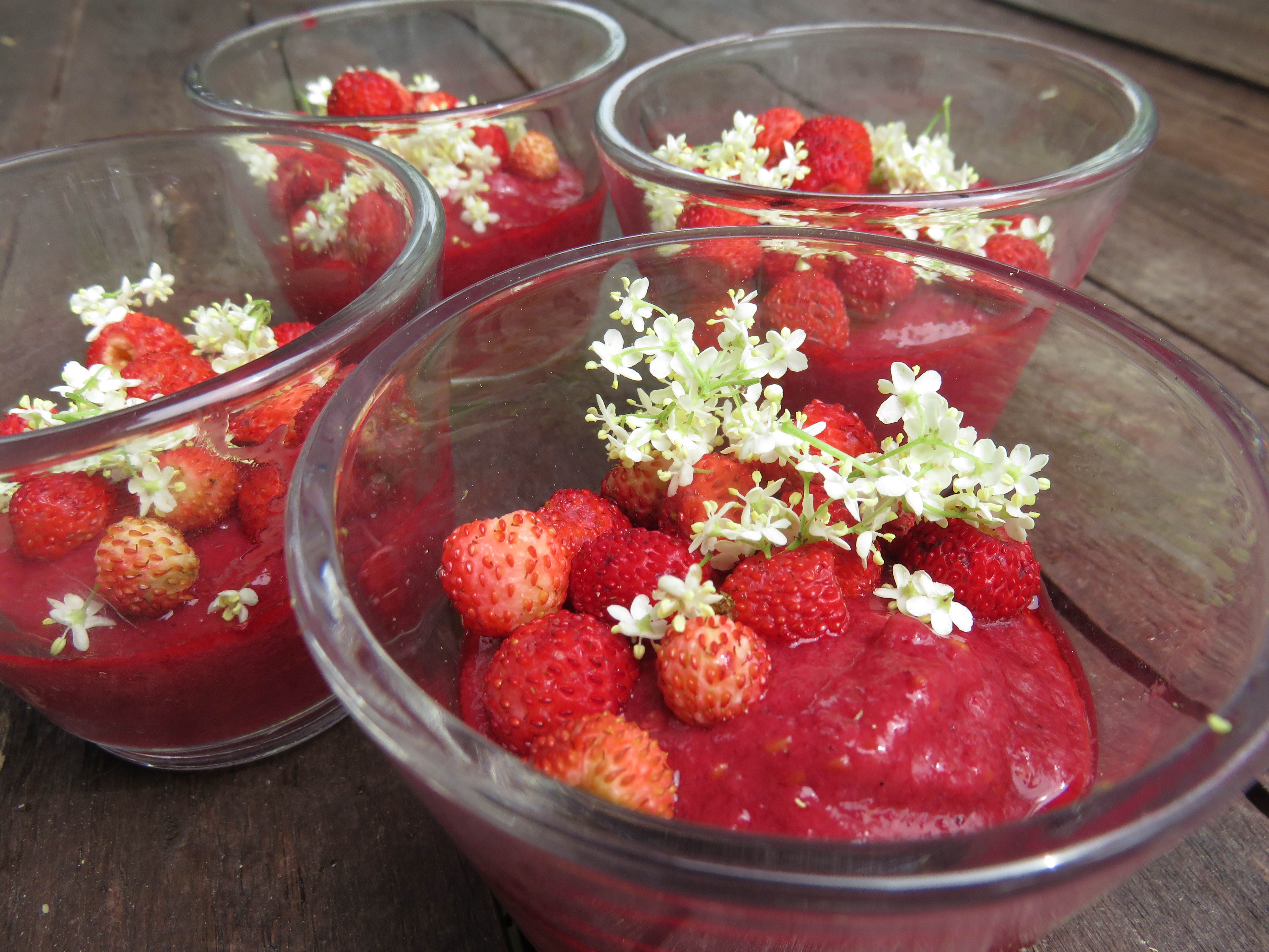 Table d'hôtes Dessert fraises bio fleur nature